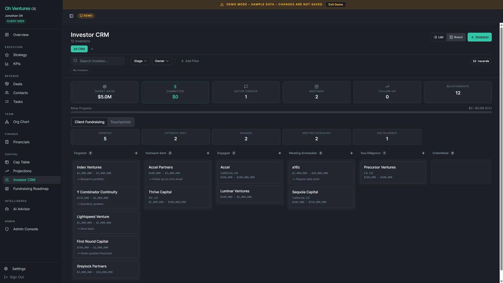 Investor CRM in Oh Ventures OS